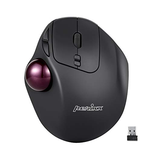 Perixx PERIMICE-717 D Trackball Funk Laser Schwarz 7 Tasten 2000 DPI Ergonomisch, Integrierter Track von Perixx