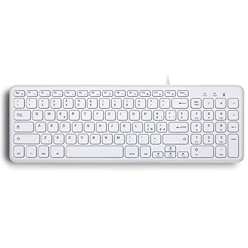 Perixx PERIBOARD-213W - Kabelgebundene USB-Tastatur - Leise Scherentasten - Kompaktes Design mit Ziffernblock - Weiß - Italienisches Layout von Perixx