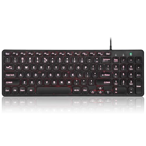 Perixx PERIBOARD-333B Wired Backlit USB Keyboard- X Type Scissor Keys - Compact 14.25x4.57 Inches - Big Print Letters - White Backlit - US English QWERTY…… von Perixx
