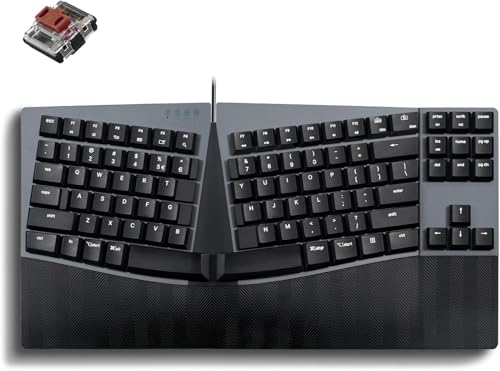 Perixx PERIBOARD-335BR Wired Ergonomic Mechanical Compact Keyboard - Low-Profile Brown Tactile Switches - Programmable Keys - US English von Perixx