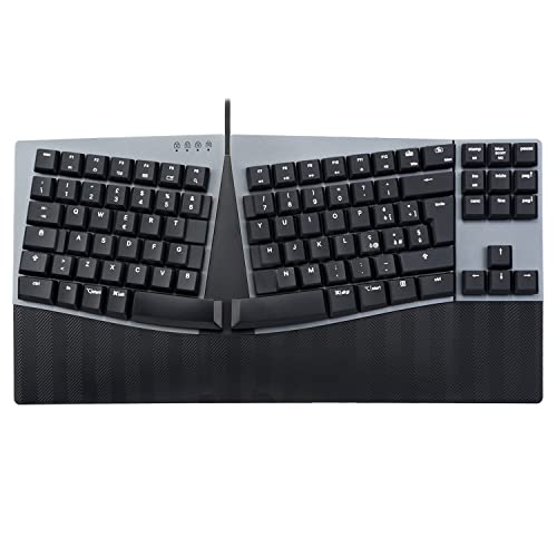 Perixx PERIBOARD-335BR Kompakte, ergonomische mechanische Tastatur mit Kabel - Low-Profile-braune Tasten - Programmierbare Funktionen mit Makrotasten - Kompatibel mit Windows und Mac OS X - von Perixx