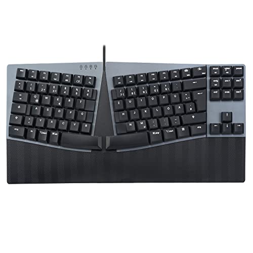 Perixx PERIBOARD-335RD DE, Kabelgebundene ergonomische mechanische Tastatur – Low-Profile Red Linear Switches – Programmierbare Funktion – Kompatibel mit Windows und Mac OS X – Deutsch QWERTZ von Perixx