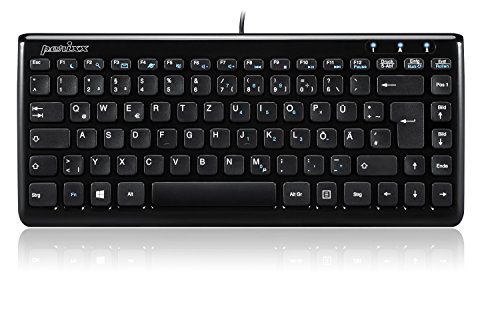 Perixx PERIBOARD-407B DE, Mini Tastatur - USB - 320x140x14mm Abmessung - Klavierlack Schwarz - QWERTZ DE Layout von Perixx