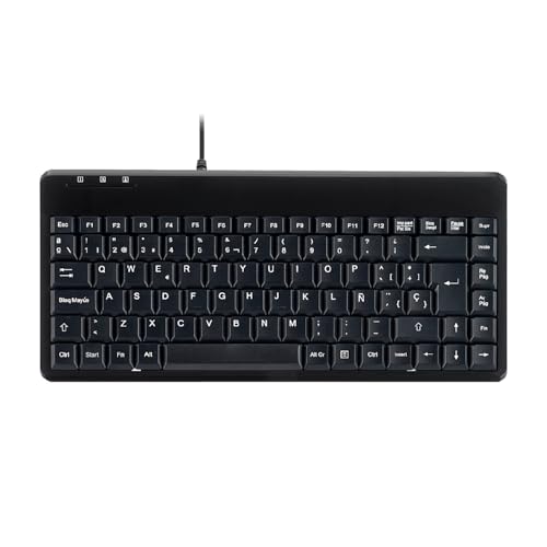 Perixx PERIBOARD-409 Mini-Tastatur PS2 mit Kabel, Schwarz, Layout auf Spanisch von Perixx