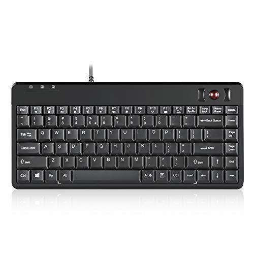 Perixx PERIBOARD-505H PLUS, Wired keyboard with trackball and 2 USB Hubs - 14mm Trackball - QWERTY Layout US von Perixx