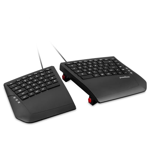 Perixx PERIBOARD-524B US, [Firmware aktualisiert] kabelgebundene ergonomische Split-Tastatur - Einstellbarer Neigungswinkel - Low Profile Membrantasten - Schwarz - US Englisch von Perixx