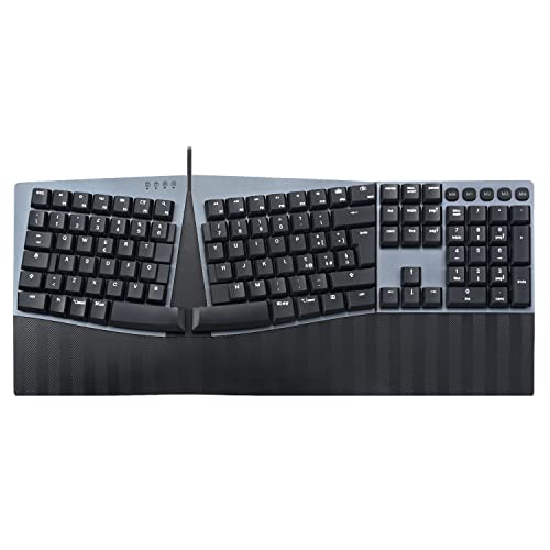 Perixx PERIBOARD-535 RD Ergonomische mechanische Tastatur in voller Größe mit Kabel - Rote lineare Tasten mit niedrigem Profil - Programmierbare Makrotasten - Kompatibel mit Windows und Mac OS X - von Perixx