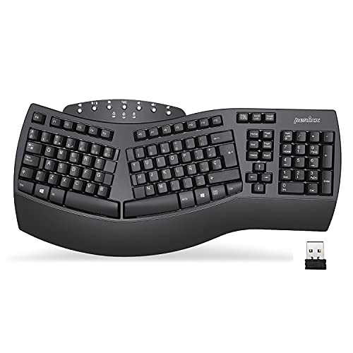 Perixx PERIBOARD-612 Teclado ergonómico - Diseño dividido - Inalámbrico DE 2,4 GHz y Bluetooth - para Windows y macOS - Negro - Disposición QWERTY español Con Ñ von Perixx