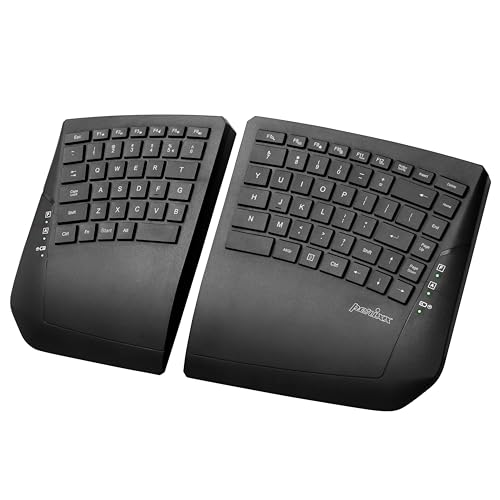PERIBOARD-624B - Kabellose ergonomische Split-Tastatur - Flachen Tasten - Neigungswinkel einstellbar - US-englisches Layout von Perixx