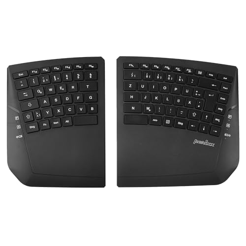 Perixx PERIBOARD-624B Kabellose Ergonomische Tastatur, Split-Design, TKL, Verstellbare Neigung, QWERTZ Layout, Schwarz von Perixx