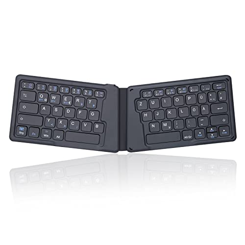 Perixx PERIBOARD-805 Ergo, Bluetooth 5.1 Faltbare ergonomische Tastatur, Ultra-dünnes tragbare Falt-Tastatur, Dunkelgrau, DE QWERTZ Layout von Perixx
