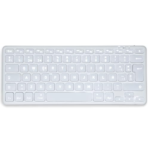 Perixx PERIBOARD-832MW Teclado Bluetooth para Mac - inalámbrico retroiluminado - LED Blanco - Disposición Española Con Ñ von Perixx
