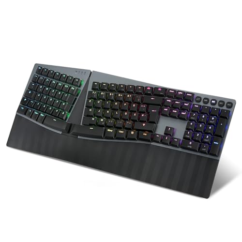 Perixx PERIBOARD-835RD Kabellose Ergonomische Mechanische Tastatur - RGB-Beleuchtung - Flache Rote Linearschalter - Multi-Verbindungen - Kompatibel mit Windows & Mac OS - QWERTZ Layout von Perixx