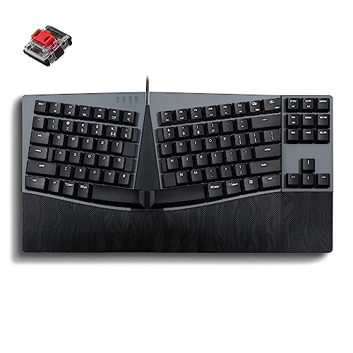 Perixx PERIBOARD-335RD Wired Ergonomic Mechanical Compact Keyboard - Low-Profile Red Linear Switches - Programmable Feature with Macro Keys - Compatible with Windows and Mac OS X - US English von Perixx