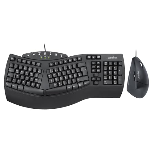 Perixx PERIDUO-512B Ergonomisches Tastatur- und Maus-Set - Vertikale Design-Maus, Kabelgebunden, USB, Schwarz - Komfortables QWERTZ Layout von Perixx