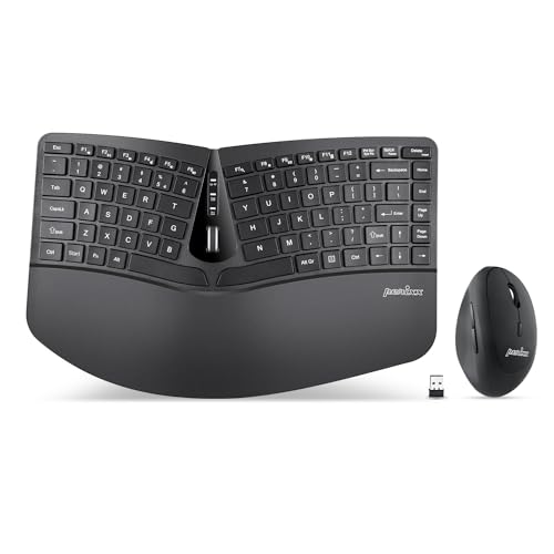 Perixx PERIDUO-606 Wireless Mini Ergonomic Keyboard with Portable Vertical Mouse - Adjustable Palm Rest Stand - Membrane Low Profile Keys - US English von Perixx
