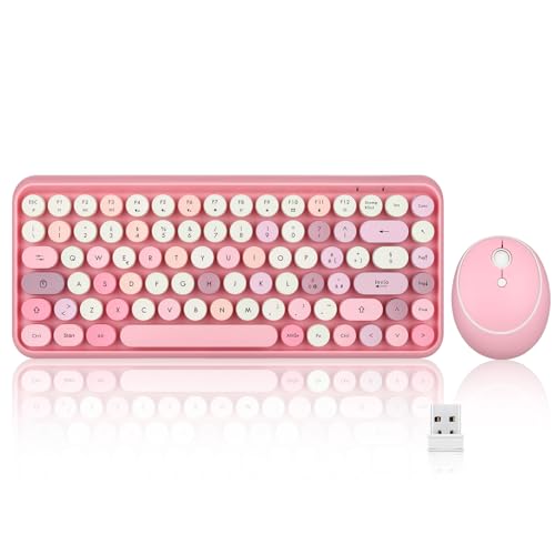 Perixx PERIDUO-713 Kabellose Tastatur und Maus, runde Tasten, Retro Schreibmaschine Design, Multimedia-Tasten, Cute Pink, Italienische QWERTY Perixx PERIDUO-713 Kabellose Tastatur und Maus, runde Tasten, Retro Schreibmaschine Design, Multimedia-Tasten, Cute Pink, Italienische QWERTY von Perixx