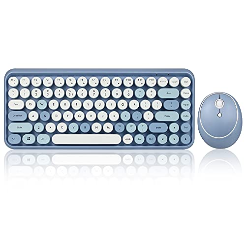 Perixx PERIDUO-713BL Wireless Mini Keyboard and Mouse Combo - Retro Round Key Caps - Pastel Blue - US English Layout… Perixx PERIDUO-713BL Wireless Mini Keyboard and Mouse Combo - Retro Round Key Caps - Pastel Blue - US English Layout… von Perixx