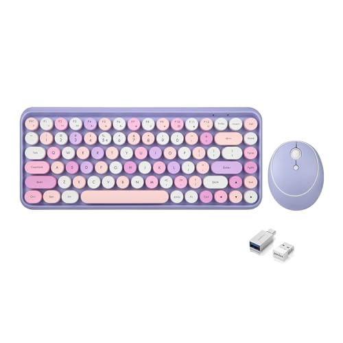 Perixx PERIDUO-713PP Wireless Mini Keyboard and Mouse Combo - Retro Round Key Caps - Pastel Purple - US English Layout… Perixx PERIDUO-713PP Wireless Mini Keyboard and Mouse Combo - Retro Round Key Caps - Pastel Purple - US English Layout… von Perixx
