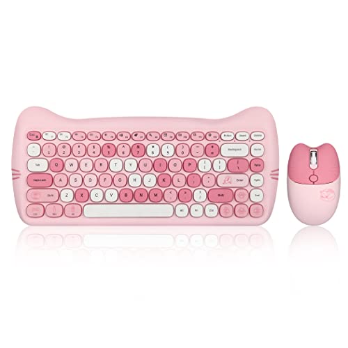 Perixx PERIDUO-715 Wireless Mini Keyboard and Mouse Set - Cute Cat-Like Design - Pink Candy Colors - Portable Travel Bag - Type-C Adapter - US English Perixx PERIDUO-715 Wireless Mini Keyboard and Mouse Set - Cute Cat-Like Design - Pink Candy Colors - Portable Travel Bag - Type-C Adapter - US English von Perixx
