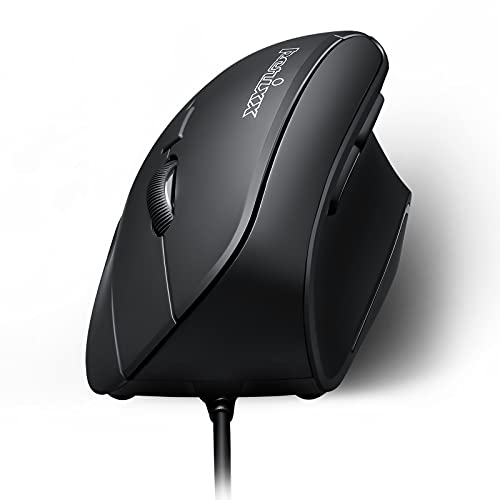Perixx 11209 PERIMICE-515 II Ergonomische Vertikale Maus - 1000/1600 DPI - Natürliches vertikales Design für Rechtshänder, Schwarz von Perixx