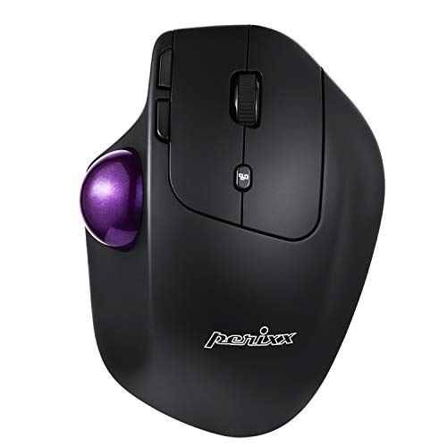 Perixx PERIMICE-720 Kabellose 2.4 GHz und Bluetooth Ergonomische Trackball Maus, Anpassbarer Winkel, 2 DPI Level, Schwarz von Perixx