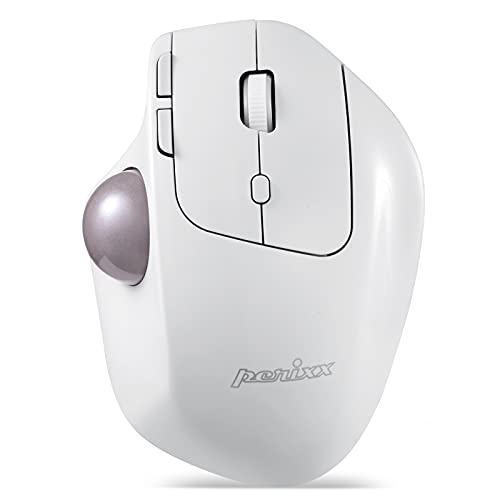 Perixx PERIMICE-720 Wireless 2,4 GHz und Bluetooth Ergonomische Trackball-Maus, Einstellbarer Winkel, 2 DPI-Level, Weiß von Perixx