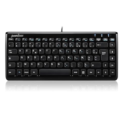 Perixx Periboard-407, Mini Clavier USB Filaire AZERTY - Clavier Chiclet Avec 11 Touches de Raccourcis - Noir von Perixx