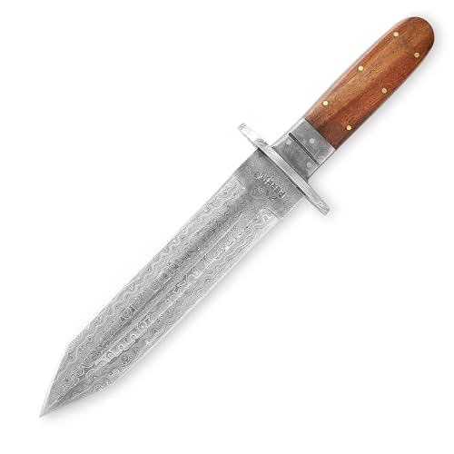 Perkin Jagdmesser mit Damaststahl Klinge, Full Tang, Feststehend, mit Scheide von Perkin