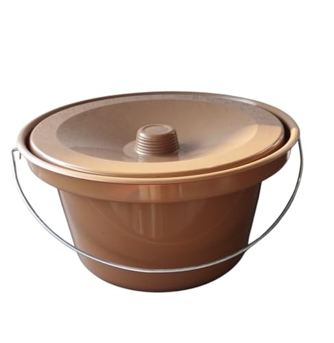 Perla Ersatz-Toiletteneimer mit Deckel – Passend für Perla & Duha Toilettenstuhl – Pflege-Eimer aus Kunststoff, Braun, Ø 32 cm von Perla