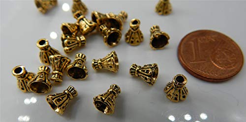 200 Mini Perlenkappen 5mm klein Gold antik Perlkappen Metall von Perlenlädchen