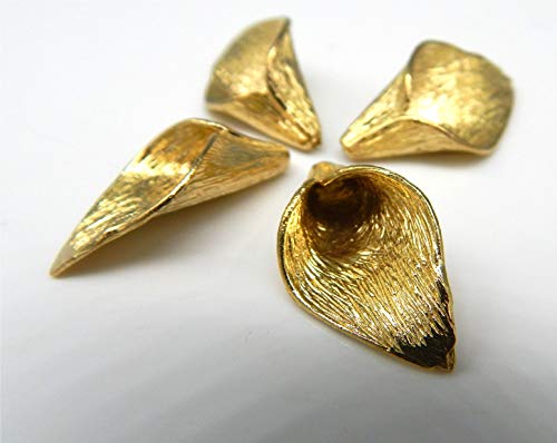 4 wunderschöne große Perlenkappen Gold Blütenblatt 25mm Messing trichterförmig gewellt von Perlenlädchen
