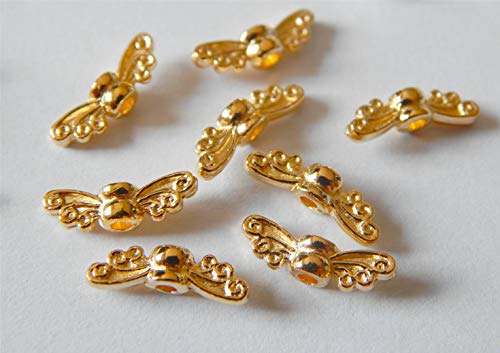 50 Mini Flügel Engelflügel Schmetterling Gold hell 14mm zum basteln Kleiner Schutzengel/Perlenengel von Perlenlädchen