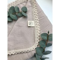 Musselindecke Babydecke Aus Musselin 120x120cm Beige von PerlentraumbyFranzi