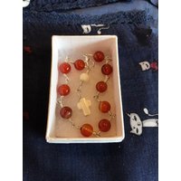 Roter Achat Rosenkranz Gliederarmband - Konfirmation Und Darüber Hinaus von PerlesofwisdomByLucy