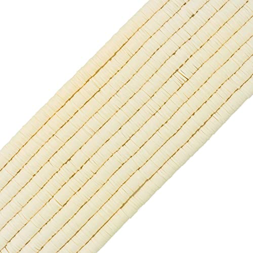 Perlin 1 Strang Heishi Perlen, Polymer Clay Perlen, aus Vinyl, Heishi Scheiben 6mm, Heishi 6mm, 400 Stk. Heishi Strang (Krem) von Perlin