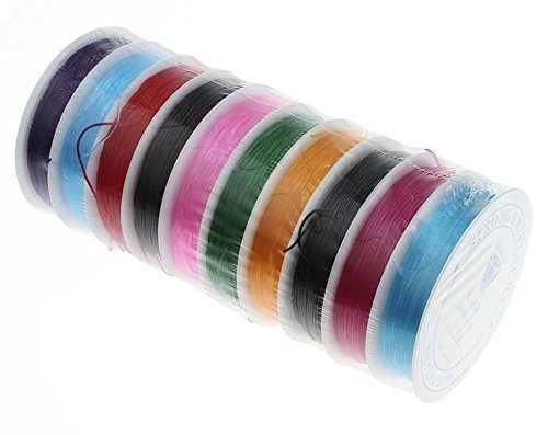 10 Elastisch Spulen Silikon Band Set Faden Schmuckfaden 0,8/1 mm Gemischte Farbe, Crystal Beading Thread Gummifaden Schnur Bastelset Perlenschnur schmuckschnur (0,8mm - ca. 80 Meter) von Perlin