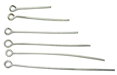 Perlin 100 5cm Kettelstifte Nietstifte Mit Öse 50mm x 0,7mm Versilbert Ösenstifte Kopfstifte Perlenstifte Silber Prismenstifte M181 von Perlin