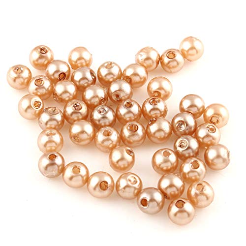 Perlin 100 Wachsperlen 6mm Kunststoff Acryl Perlen Tischdeko Hochzeit Streudeko Perlmutt Perlensterne Basteln Wachs-Perlen (Cappuccino) von Perlin