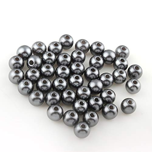 Perlin 100 Wachsperlen 6mm Kunststoff Acryl Perlen Tischdeko Hochzeit Streudeko Perlmutt Perlensterne Basteln Wachs-Perlen (Grau) von Perlin