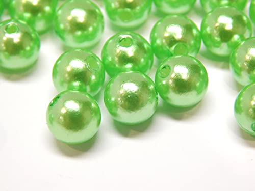 Perlin 100 Wachsperlen 6mm Kunststoff Acryl Perlen Tischdeko Hochzeit Streudeko Perlmutt Perlensterne Basteln Wachs-Perlen (Grün) von Perlin