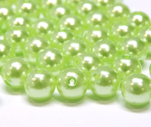 Perlin 100 Wachsperlen 6mm Kunststoff Acryl Tischdeko Hochzeit Perlen Streudeko Perlmutt Perlensterne Basteln Wachs-Perlen (Grün Peridot) von Perlin