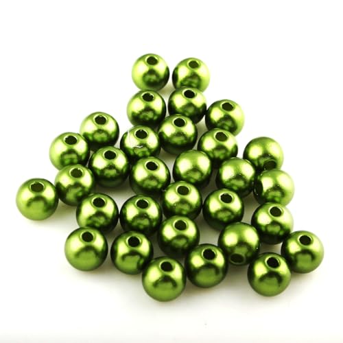 Perlin 100 Wachsperlen 6mm Kunststoff Acryl Perlen Tischdeko Hochzeit Streudeko Perlmutt Perlensterne Basteln Wachs-Perlen (Hellgrün) von Perlin