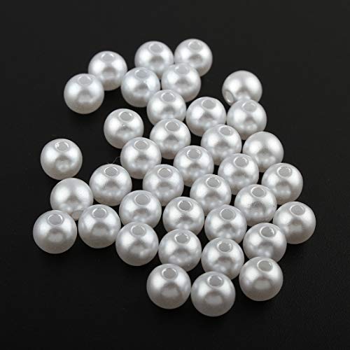 Perlin 100 Wachsperlen 6mm Kunststoff Acryl Perlen Tischdeko Hochzeit Streudeko Perlmutt Perlensterne Basteln Wachs-Perlen (Weiss) von Perlin