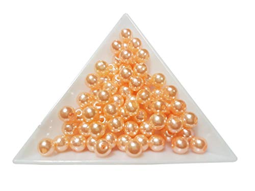 100 Wachsperlen 6mm Kunststoff Acryl Perlen Tischdeko Hochzeit Rund Drahtsterne Streudeko Perlmutt Perlensterne Basteln Wachs-Perlen (Champagner) von Perlin