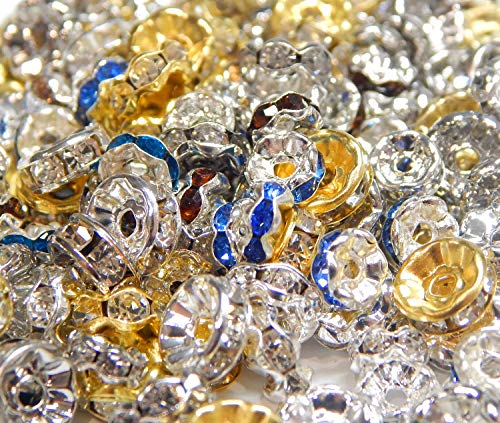 Perlin 100stk Mischung Crystal Strass Rondelle Spacer Perlen, 6mm 8mm, Zwischenperlen Metallperle, Kristallperlen, Gold und Silber, A Qualität Strassperlen, Strasssteine Perlin 100stk Mischung Crystal Strass Rondelle Spacer Perlen, 6mm 8mm, Zwischenperlen Metallperle, Kristallperlen, Gold und Silber, A Qualität Strassperlen, Strasssteine von Perlin