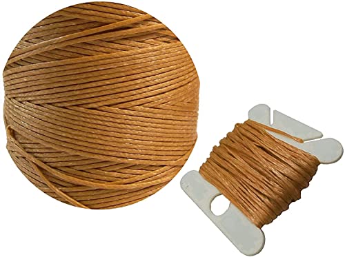 Perlin 10m Wachsband 1mm Sattlergarn Lederfäden Nähgarn Geflochtet 100% Polyester Wachsfaden Forellenfäden Nähen Handnähgarn Handwerk (Karamell) von Perlin