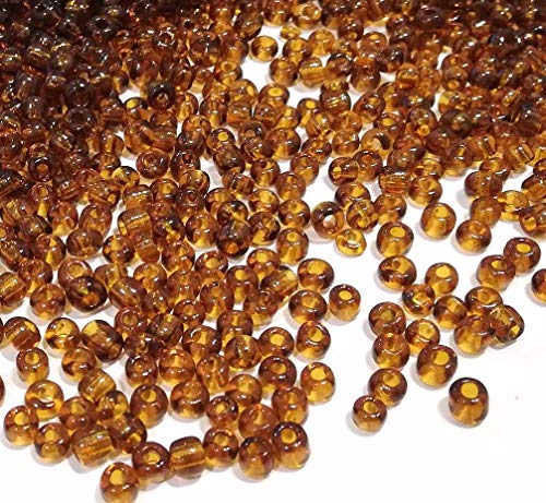 1100 Stück Glas Rocailles Perlen 4mm, 6/0, Pony Perlen, Klar Mini Rund Perlen, Seed Beads (Dunkel Braun Transparent) von Perlin