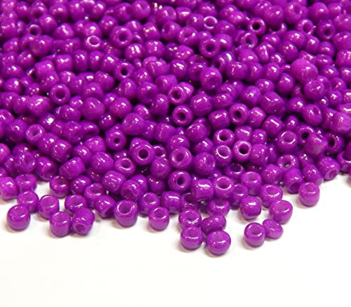 1100 Stück Glas Rocailles Perlen 4mm, 6/0, Ponyperlen Rund Mini Perle Seed Beads (Lila Opak) von Perlin