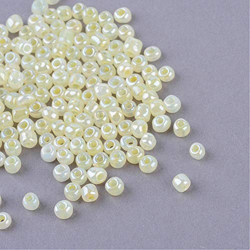 1100 Stück Glas Rocailles Perlen 4mm, 6/0, Ponyperlen Rund Mini Perle Seed Beads (Krem Ceylon) von Perlin